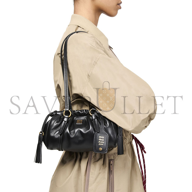 MIU MIU JOIE NAPPA LEATHER BAG MIU4QM7SBCK (21*10.5*9.5cm)